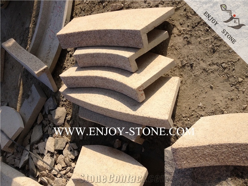 Curved/Straight Square Edge Drop Face Swimming Pool Coping,G682 Yellow Rusty Granite One Piece Solid Pool Terraces