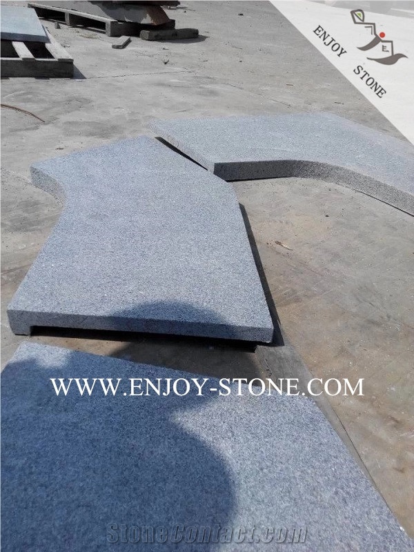 Cut to Sizes G654 Grey Granite,Padang Dark/Sesame Black Flamed Pool Coping Terraces,Swimming Pool Decks