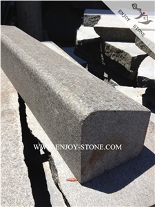 Cut to Sizes G684 Black Pearl Granite Kerbstone,Fuding Black Granite Curbs,Flamed and Bullnose Edge Outdoor Road Side Kerb Stone
