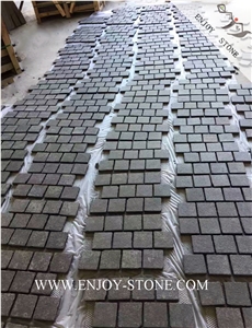 Flamed Cube/Cobble with Mesh G684 Fuding Black, Black Basalt, Black Pearl Basalt, Black Basalt, Flamed Tile/Cut to Size,Flamed Slabs/Flooring/Walling/Pavers