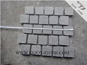 Flamed Cube/Cobble with Mesh G684 Fuding Black, Black Basalt, Black Pearl Basalt, Black Basalt, Flamed Tile/Cut to Size,Flamed Slabs/Flooring/Walling/Pavers