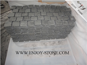 Flamed Cube/Cobble with Mesh G684 Fuding Black, Black Basalt, Black Pearl Basalt, Black Basalt, Flamed Tile/Cut to Size,Flamed Slabs/Flooring/Walling/Pavers