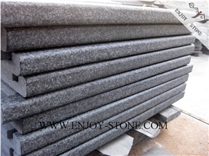 Flamed Rebated Bullnose G684 Fuding Black, Black Basalt, Black Pearl Basalt, Black Basalt, Flamed Tile/Cut to Size,Flamed Slabs/Flooring/Walling/Pool Coping