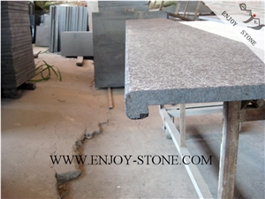 Flamed Rebated Bullnose G684 Fuding Black, Black Basalt, Black Pearl Basalt, Black Basalt, Flamed Tile/Cut to Size,Flamed Slabs/Flooring/Walling/Pool Coping