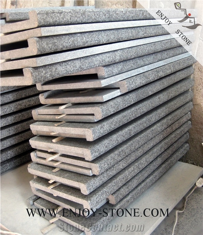 Flamed Rebated Bullnose G684 Fuding Black, Black Basalt, Black Pearl Basalt, Black Basalt, Flamed Tile/Cut to Size,Flamed Slabs/Flooring/Walling/Pavers
