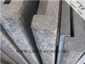 Flamed Rebated Bullnose G684 Fuding Black, Black Basalt, Black Pearl Basalt, Black Basalt, Flamed Tile/Cut to Size,Flamed Slabs/Flooring/Walling/Pavers