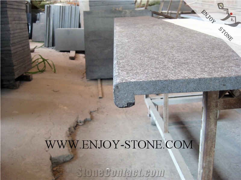 Flamed Rebated Bullnose G684 Fuding Black, Black Basalt, Black Pearl Basalt, Black Basalt, Flamed Tile/Cut to Size,Flamed Slabs/Flooring/Walling/Pavers