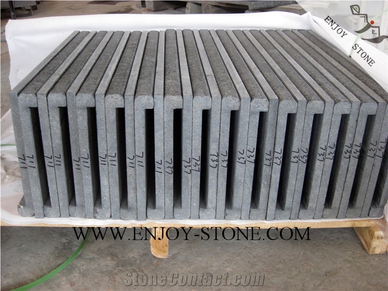Flamed Rebated Bullnose G684 Fuding Black, Black Basalt, Black Pearl Basalt, Black Basalt, Flamed Tile/Cut to Size,Flamed Slabs/Flooring/Walling/Pavers
