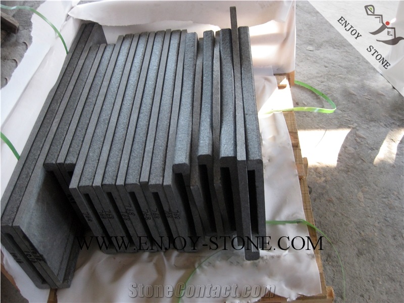 Flamed Rebated Bullnose G684 Fuding Black, Black Basalt, Black Pearl Basalt, Black Basalt, Flamed Tile/Cut to Size,Flamed Slabs/Flooring/Walling/Pavers