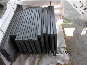 Flamed Rebated Bullnose G684 Fuding Black, Black Basalt, Black Pearl Basalt, Black Basalt, Flamed Tile/Cut to Size,Flamed Slabs/Flooring/Walling/Pavers