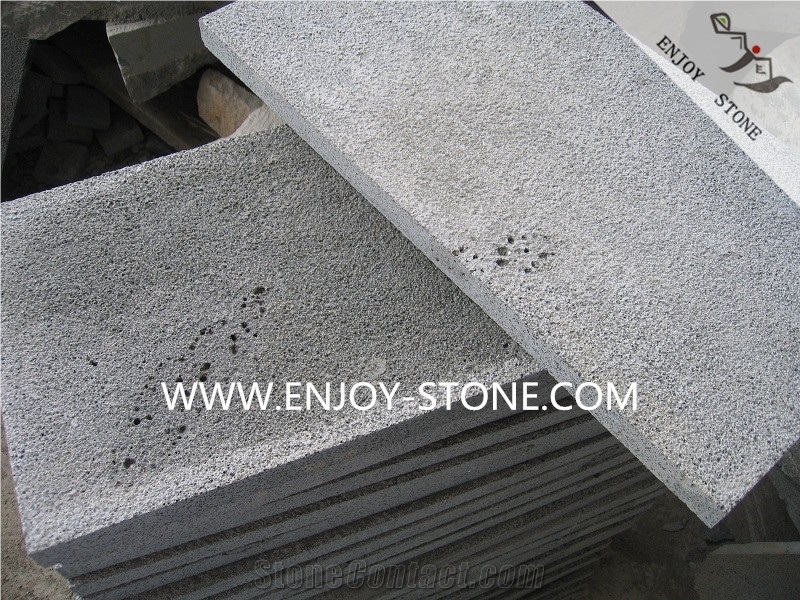 Fujian Andesite Grey Basalt Stone with Cats Paws Tiles and Slabs,Zhangpu Lava Stone Floor Tiles