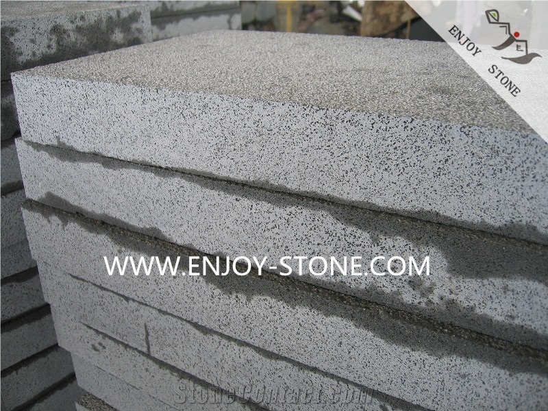 Fujian Andesite Grey Basalt Stone with Cats Paws Tiles and Slabs,Zhangpu Lava Stone Floor Tiles