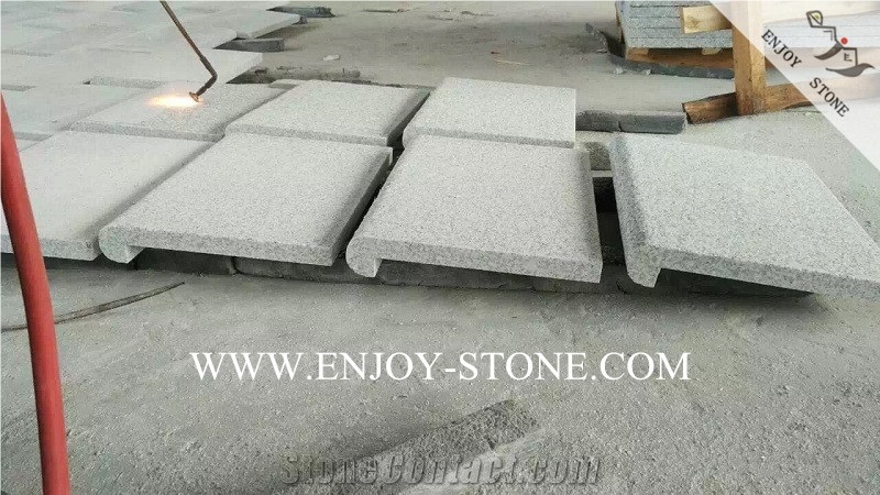 Fujian New G603 Light Grey Granite Pool Terraces,Sesame White Swimming Pool Decks,Flamed and One Long Side Bullnosed Pool Pavers