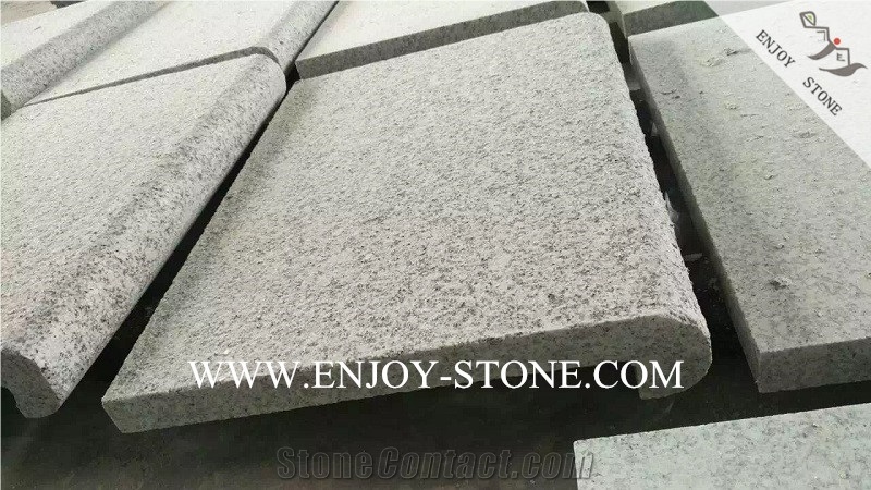 Fujian New G603 Light Grey Granite Pool Terraces,Sesame White Swimming Pool Decks,Flamed and One Long Side Bullnosed Pool Pavers