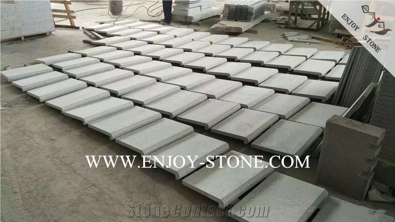 Fujian New G603 Light Grey Granite Pool Terraces,Sesame White Swimming Pool Decks,Flamed and One Long Side Bullnosed Pool Pavers