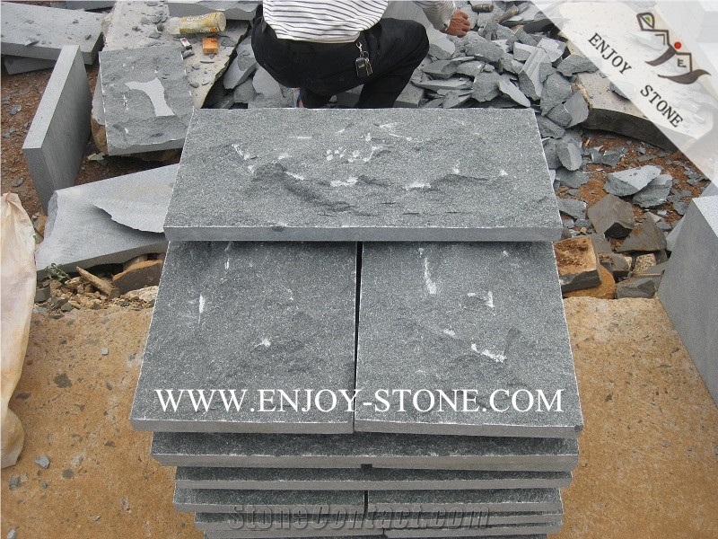 G612 Natural Split Face Mushroom Stone,Zhangpu Oliver Green Granite Mushroom Wall Cladding Stone for Wall&Floor Decoration
