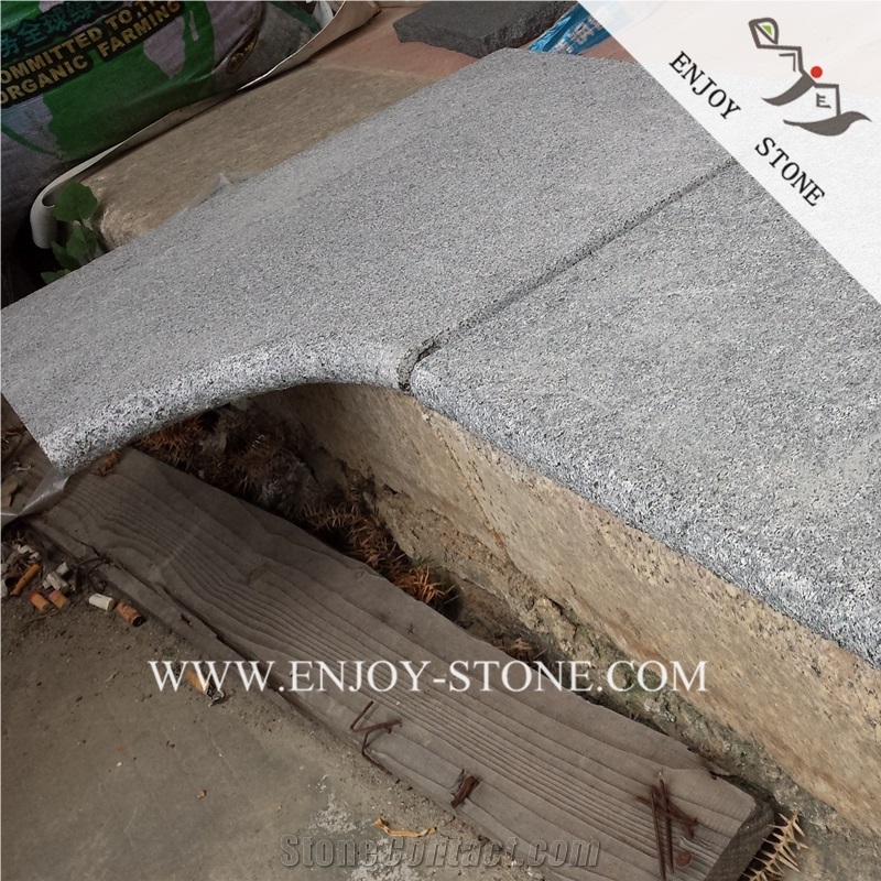 G654 Dark Gray Granite Bullnose Swimming Pool Paver,Sesame Grey Granite Coping,Dark Grey Swimming Pool Coping,Granite Pool Paver,Granite Pool Tile