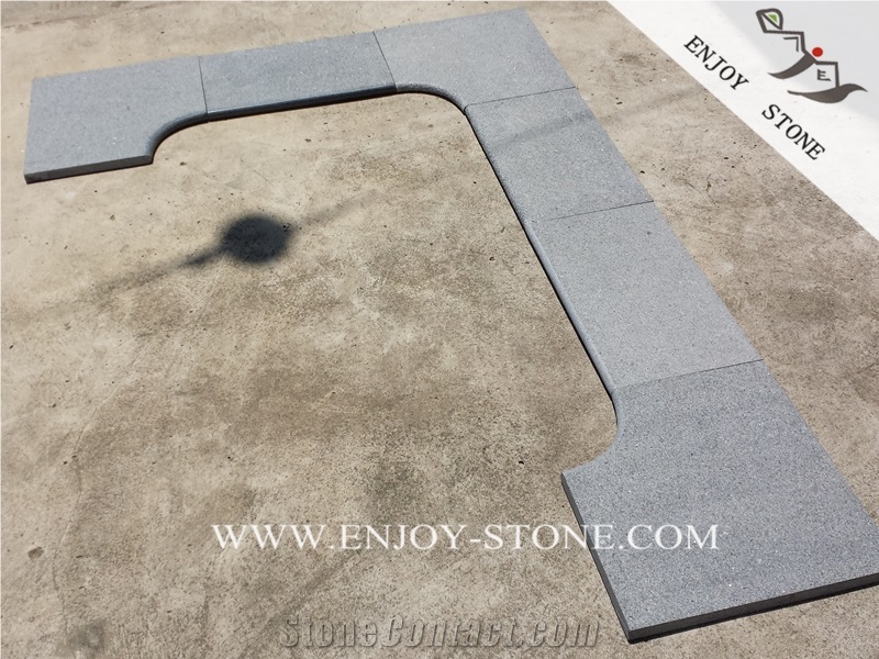 G654 Dark Gray Granite Bullnose Swimming Pool Paver,Sesame Grey Granite Coping,Dark Grey Swimming Pool Coping,Granite Pool Paver,Granite Pool Tile