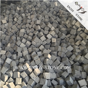 G654 Padang Dark Grey Split Cubestone,Granite Hand Cut Courtyard Road Pavers,Sesame Black Granite Cobble Stone,Sesame Grey Handmade Bricks