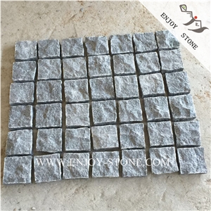 G654 Padang Dark Grey Split Patio Pavers,Granite Handcut Cobblestone,Sesame Black Granite Cobble Stone,Handmade Bricks,All Sides Split Granite