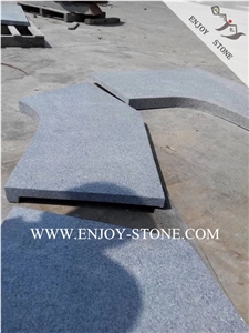 G654 Pool Coping Tiles,Square Edge Drop Face Swimming Pool Decks,Flamed Dark Grey Granite Pool Pavers