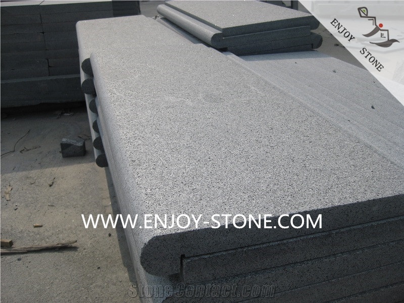 G654 Swimming Pool Coping Tiles,Flamed and Bullnose Edge Pool Pavers,Padang Dark Granite Pool Terraces,Pool Coping