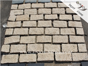 G682 Rustic Granite Split Cobblestone,China Beige Yellow Granite Handcut Cobblestone,Natural Split Padang Yellow Paving Sets,Granite Handmade Bricks