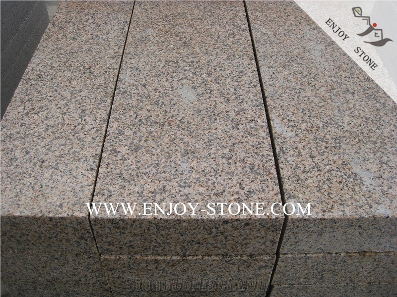 G682 Yellow Rusty Granite Stairs&Risers,Flamed Granite Stairs Treads,Steps For Outdoor Decoration