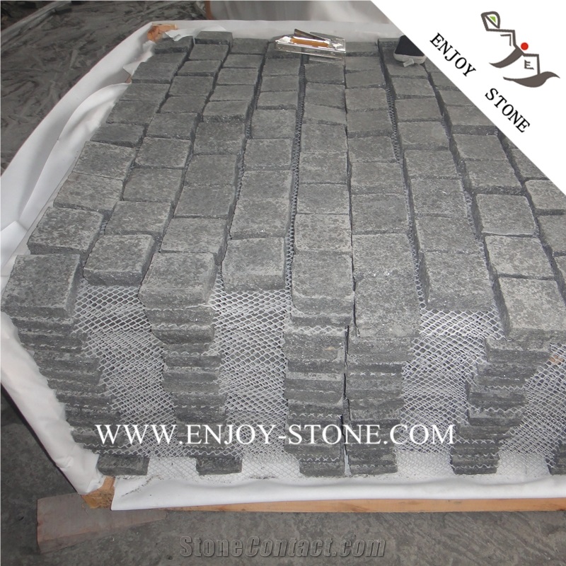 G684 Black Basalt Paving Stone,Black Pearl Basalt Courtyard Paver,G3518,Fuding Black Cobble Stone,Fujian Black,Padang Black,Absolute Black Basalt