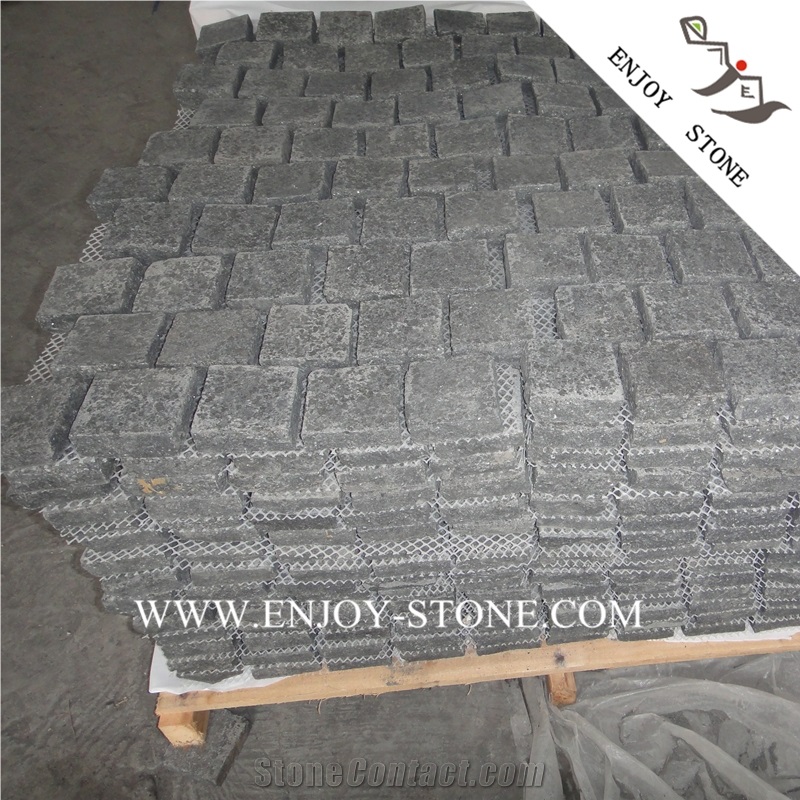 G684 Black Basalt Paving Stone,Black Pearl Basalt Courtyard Paver,G3518,Fuding Black Cobble Stone,Fujian Black,Padang Black,Absolute Black Basalt