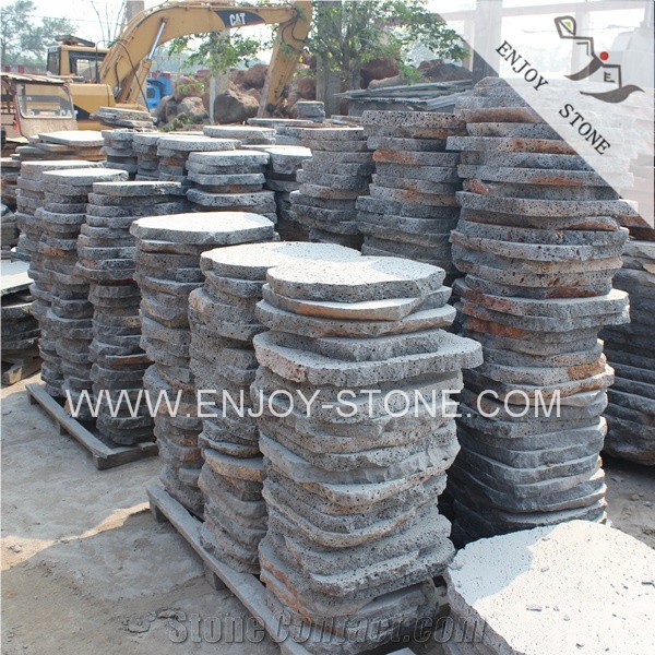Grey Andesite Volcanic Stone,Lava Stone Flagstone Walkway Pavers,Landscaping Flagstone Basalt Paving,Irregular Flagsstones,Flagstone Road Paving