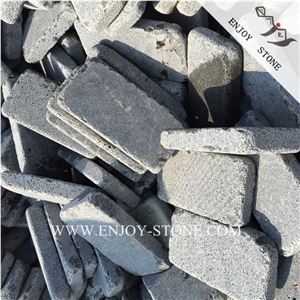 Grey Basalt Garden Cobblestone,Chinese Basalt Brick,Tumbled Grey Basalt Walking Paver,Basalto Courtyard Paver,Zhangpu Grey Basalt Cobble Stone