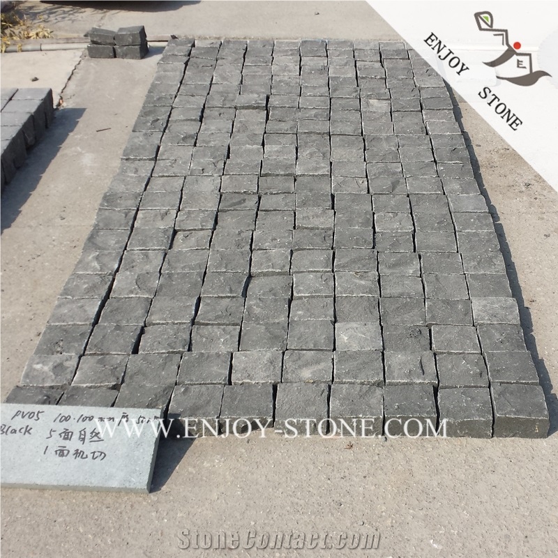Grey Basaltina Natural Split Bricks,China Basalt Paving Sets,Zhangpu Basalt Cobble Stone,Gray Bluestone Handcut Cube Stone,Gray Andesite Cobblestone