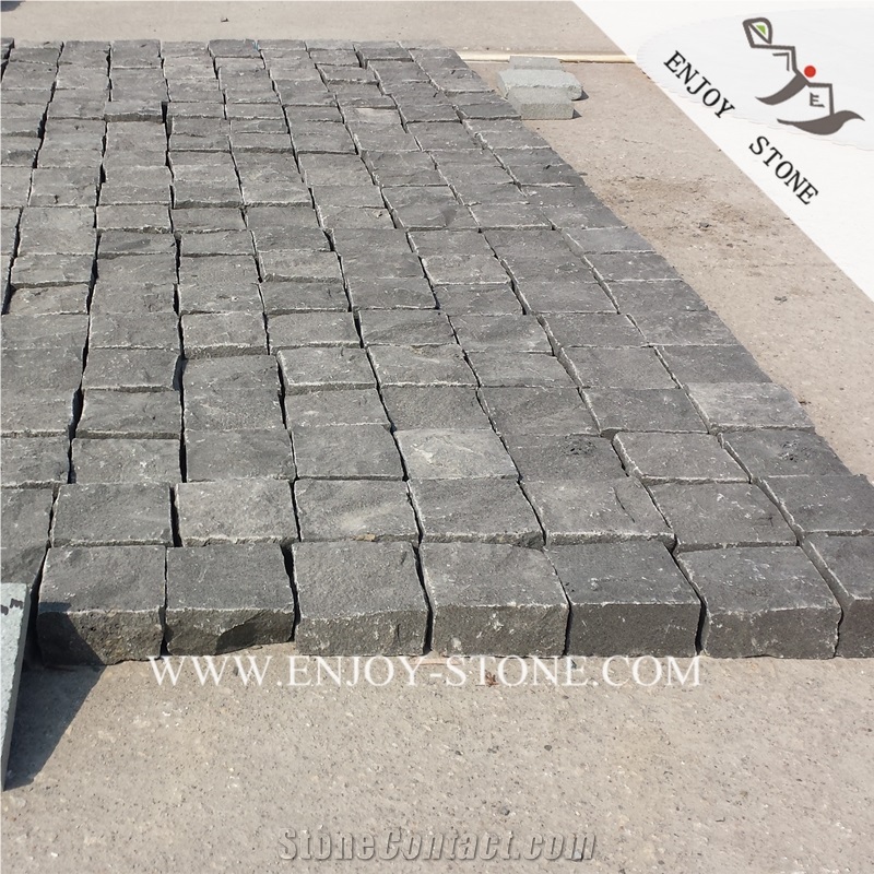 Grey Basaltina Natural Split Bricks,China Basalt Paving Sets,Zhangpu Basalt Cobble Stone,Gray Bluestone Handcut Cube Stone,Gray Andesite Cobblestone