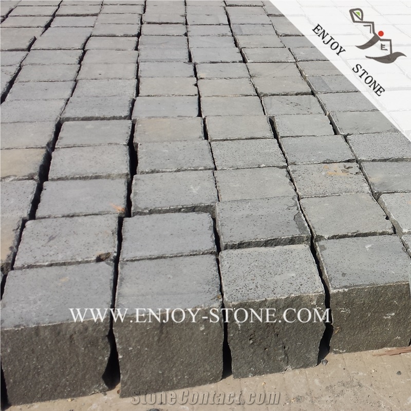 Grey Basaltina Natural Split Bricks,China Basalt Paving Sets,Zhangpu Basalt Cobble Stone,Gray Bluestone Handcut Cube Stone,Gray Andesite Cobblestone
