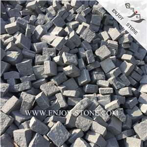 Grey Granite Garden Cobblestone,Sesame Black Granite Cobble Stone,G654 Padang Dark Split Cubestone,Handmade Bricks,All Sides Split Granite Cobblestone
