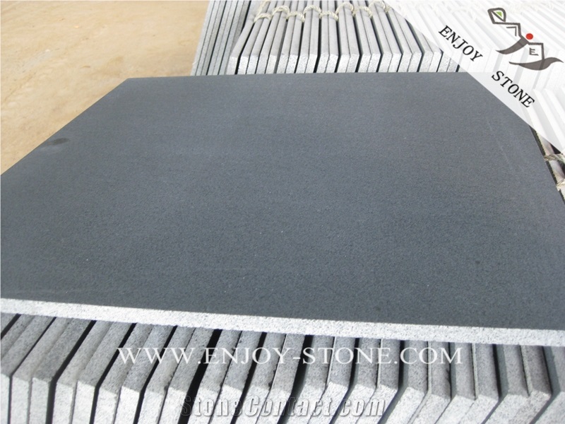 Hainan Absolute Black Basalt Floor Covering Tiles,Honed Black Basalt Stone,China Hainan Black Basalt Slabs,Dark Hainan Basalt