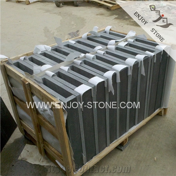 Hainan Black Basalt Stone Swimming Pool Border Tile,Pool Coping Piece,Rebated Pool Coping Tile, Pool Terraces