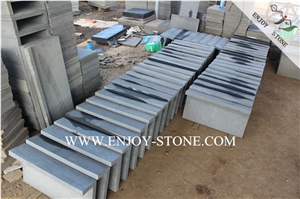 Hainan Black Bluestone Pool Coping,L Shape/Square Edge Drop Face Swimming Pool Decks,