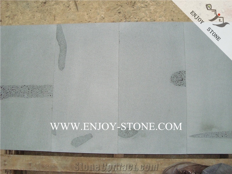 Hainan Black Bluestone Sawn Cut Tiles,Dark Basalt with Cats Paws,China Black Andesite Tiles for Wall Cladding&Flooring