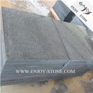 Hainan Black Lava Stone Tile,Bush Hammered Hainan Dark Grey Basalto Walkway Tiles,Bush Hammered Hainan Black Bluestone Floor Tiles