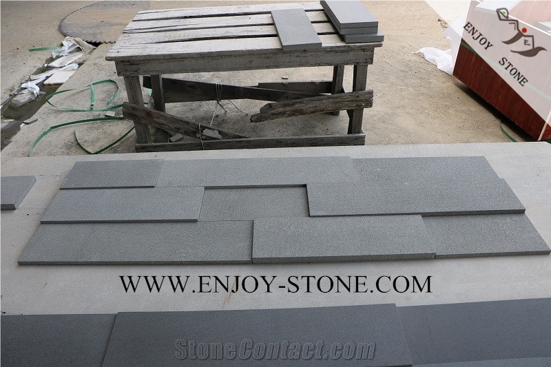 Hainan Grey Basalt Stacked Stone,Machine Cut Culture Stone Veneer,Basalto Brick Stacked Stone,Ledge Stone