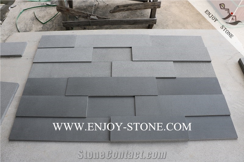 Hainan Grey Basalt Stacked Stone,Machine Cut Culture Stone Veneer,Basalto Brick Stacked Stone,Ledge Stone
