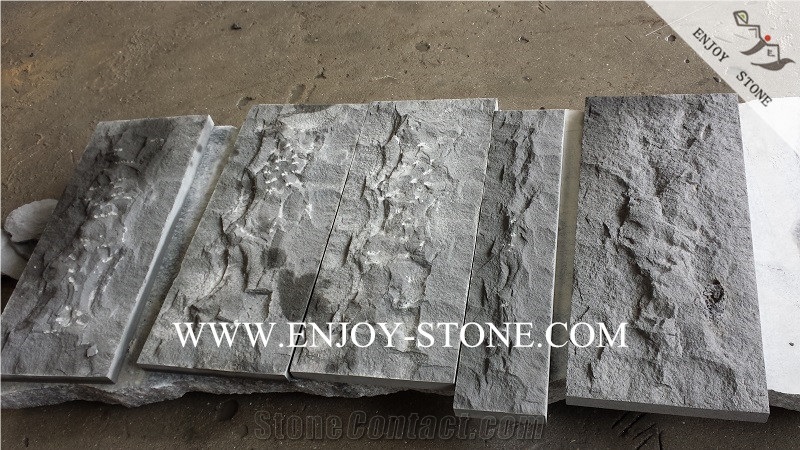 Hainan Grey Basalt Wall Cladding Stone,Split Face Mushroom Tiles,Mushroomed Wall Cladding