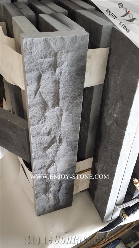Hainan Grey Basalt Wall Cladding Stone,Split Face Mushroom Tiles,Mushroomed Wall Cladding