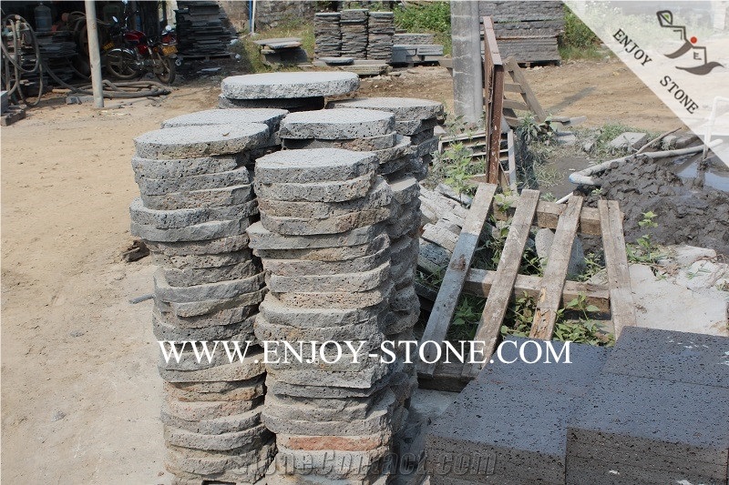 Hainan Volcanic Lava Stone,Basalt Flagstone Patio,Sawn Cut Surface,Sides Natural Split Irregular Flagstones,Flagstone Road Paving