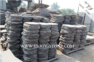 Hainan Volcanic Lava Stone,Basalt Flagstone Patio,Sawn Cut Surface,Sides Natural Split Irregular Flagstones,Flagstone Road Paving
