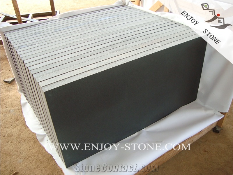 Honed Black Basalt Stone,China Hainan Black Basalt Slabs & Tiles, Black Andesite Stone ,Dark Hainan Basalt,Hainan Absolute Black Basalt Tiles