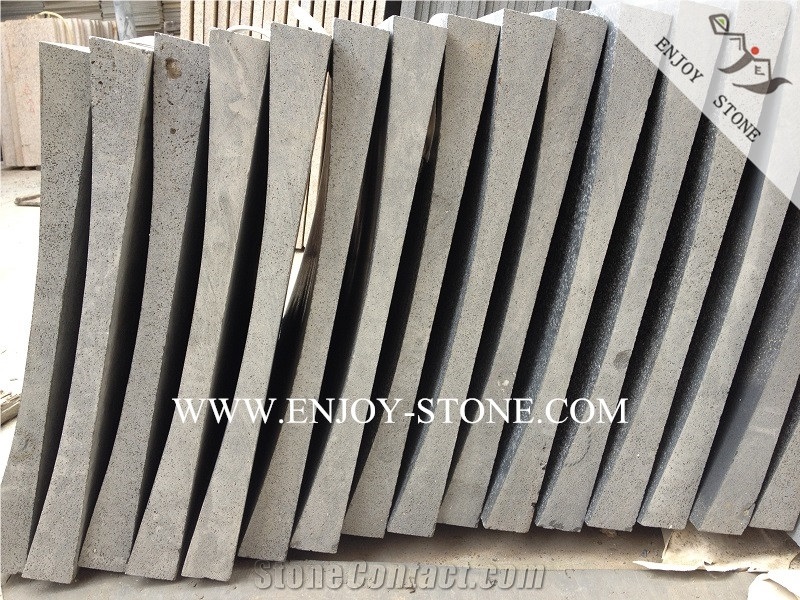 Honed China Bluestone Tiles&Slabs,Curved Tiles for Exterior Wall Cladding,Micro Holes Basalto with Cats Paws Wall Covering