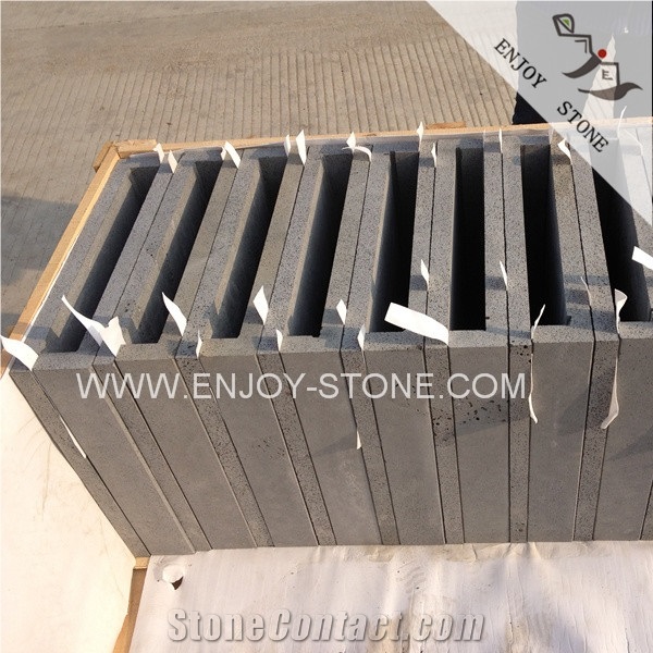 Honed Finish Dark Grey China Basalt,China Zhangpu Bluestone with Honeycomb or Cat Paws,Andesite Stone Swimming Pool Border Tile,Rebated Pool Coping,Dropface Pool Tiles
